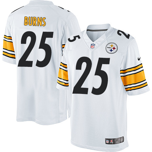 Men's Limited Artie Burns Nike Jersey White Road - #25 NFL Pittsburgh Steelers